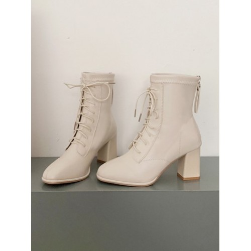 Back Zip Lace Up Chunky Heeled Boots