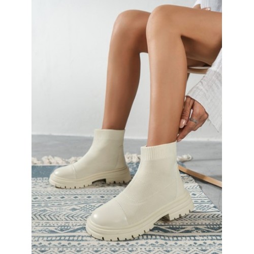 Stretch Slip On Platform Ankle Boots