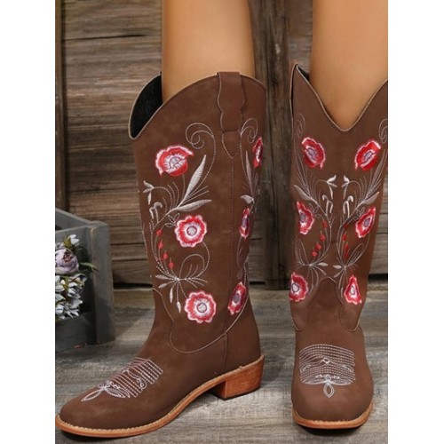 Floral Embroidered Western Boots