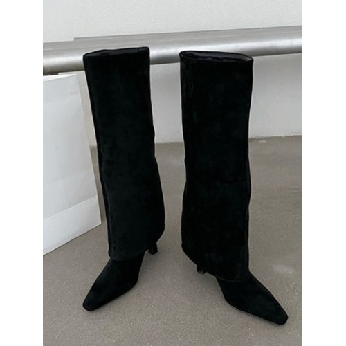 Faux Suede Foldover Calf Boots