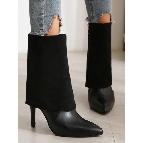 Stiletto Heel Pointed Toe Fold Over Boot...