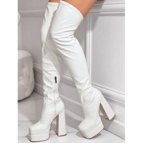 Stretchy Patent Leather Over The Knee Pl...