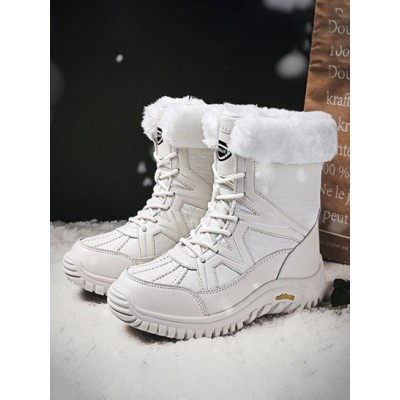 Waterproof Lace Up Warm Thermal Faux Fur Lined Winter Snow Boots