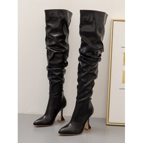 Ruched Slouchy Over The Knee Boots