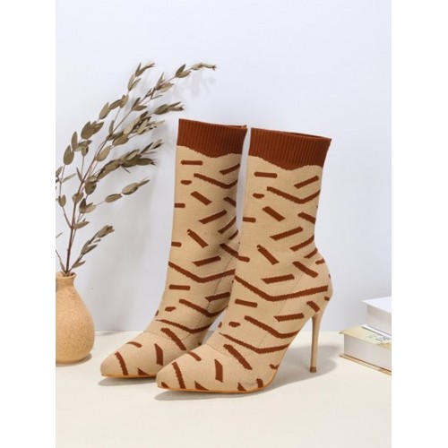 Stripes Stretch Knit Stiletto Heel Sock ...