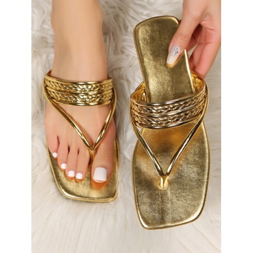 Metallic Beach Vacation Thong Sandals Fl...