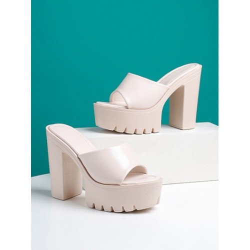 Platform Chunky Heel Slide Sandals