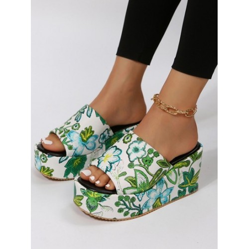 Women's Floral Embroidered Chunky Style ...