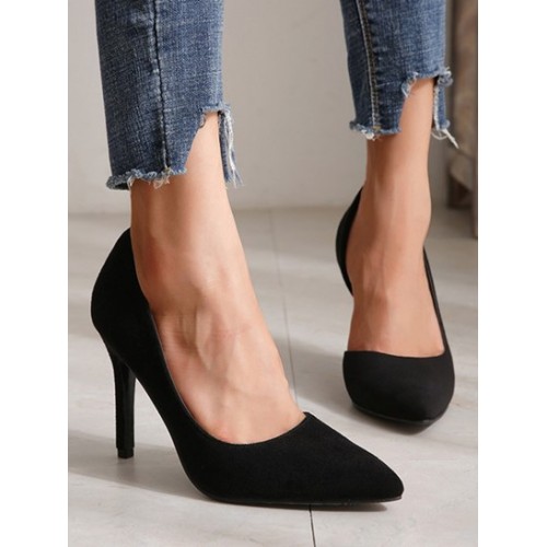 Faux Suede Open Side Pumps