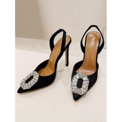 Satin Crystal Slingback Pumps