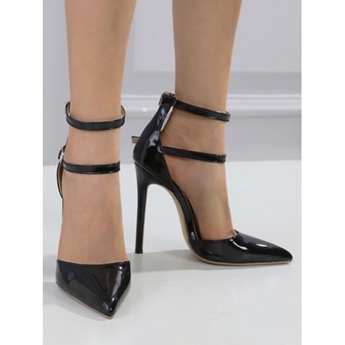 Ankle Strap Heeled Pointed Toe Pumps