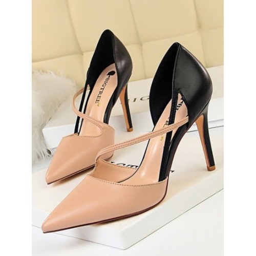 Colorblock Two Tone Cut Out Heeled Point...