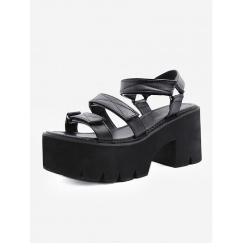 Hook And Loop Platform Chunky Sandals