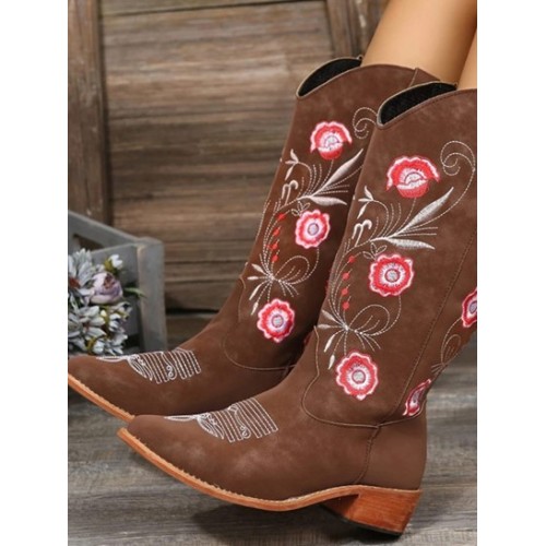 Floral Embroidered Western Boots