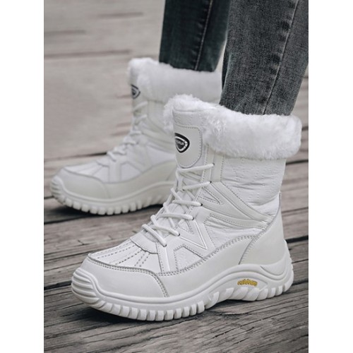 Waterproof Lace Up Warm Thermal Faux Fur Lined Winter Snow Boots