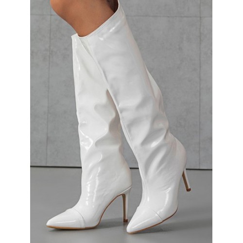 Patent Leather Stiletto Slouchy Calf Boots