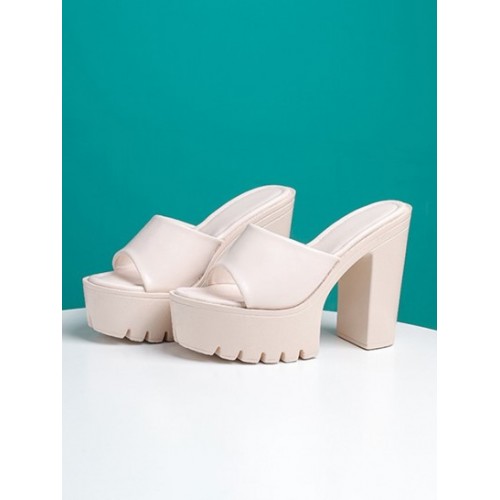 Platform Chunky Heel Slide Sandals