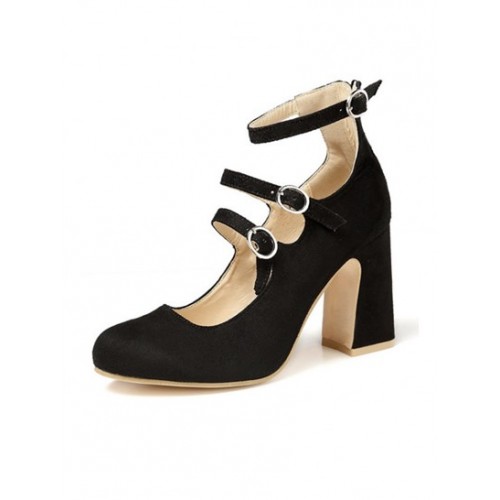 Chunky Heel Ankle Strap Pumps