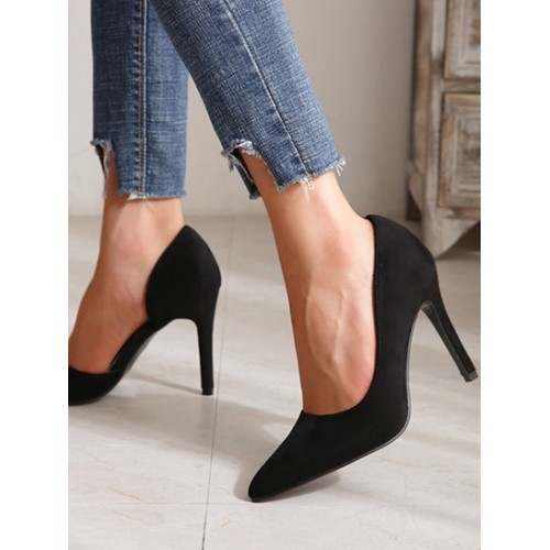 Faux Suede Open Side Pumps