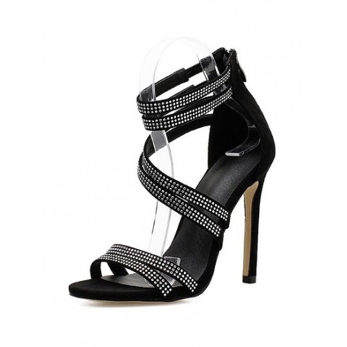 Rhinestone Design Stiletto Heels Strappy Sandals