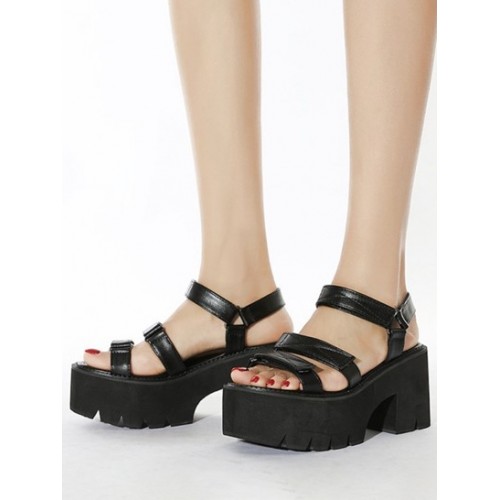 Hook And Loop Platform Chunky Sandals