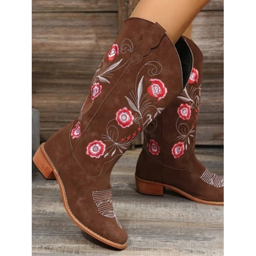 Floral Embroidered Western Boots