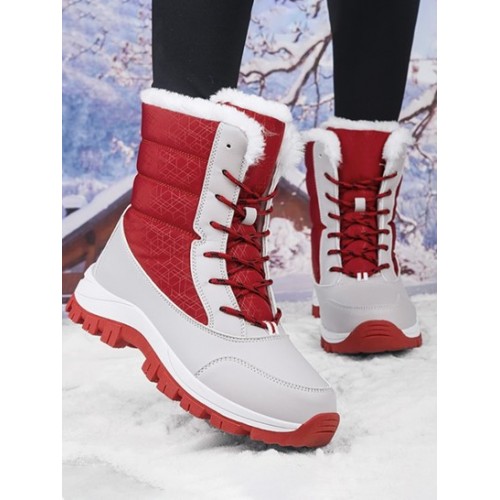 Fleece Lined Lug Sole Warm Winter Boots