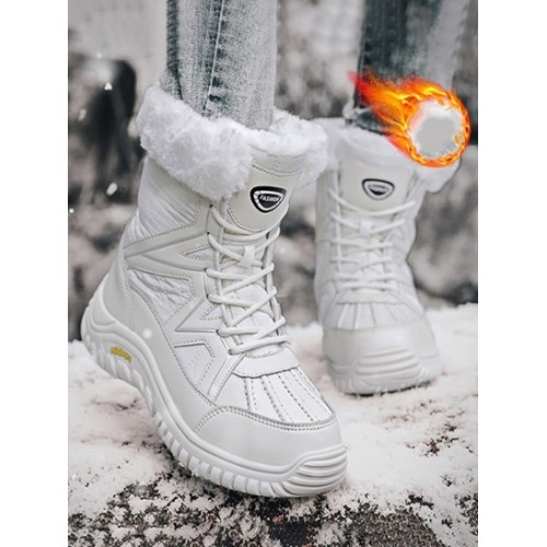 Waterproof Lace Up Warm Thermal Faux Fur Lined Winter Snow Boots