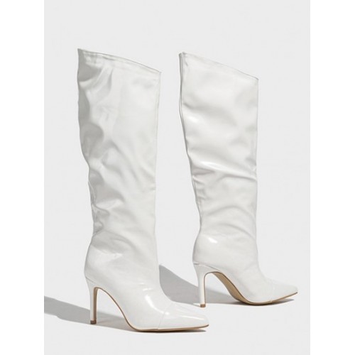 Patent Leather Stiletto Slouchy Calf Boots