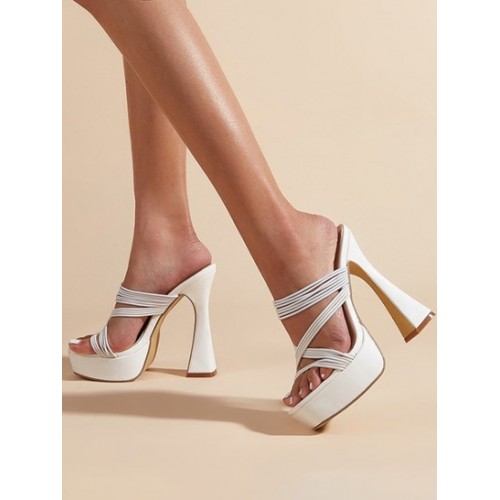 Criss Cross Strappy Platform Chunky Heel Sandals