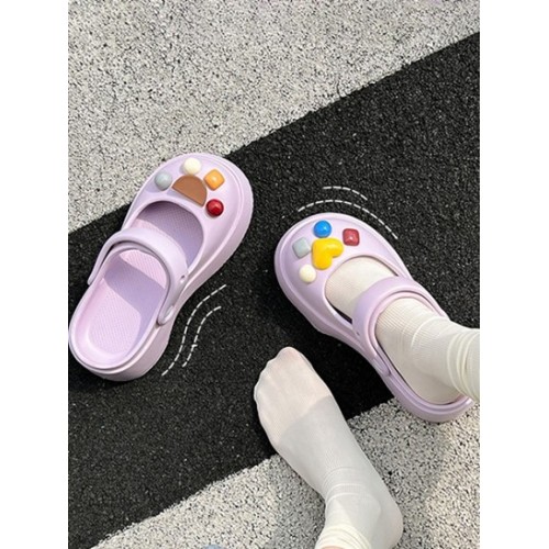 DIY Patched Cut Out Platform Cloud Slides Slippers