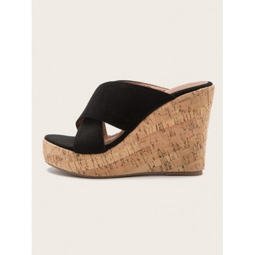 Faux Suede Slide Wedge Sandals