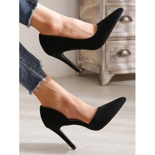 Faux Suede Open Side Pumps