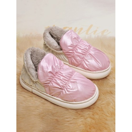 Metallic Colorblock Fleece Lined Slipper Boots