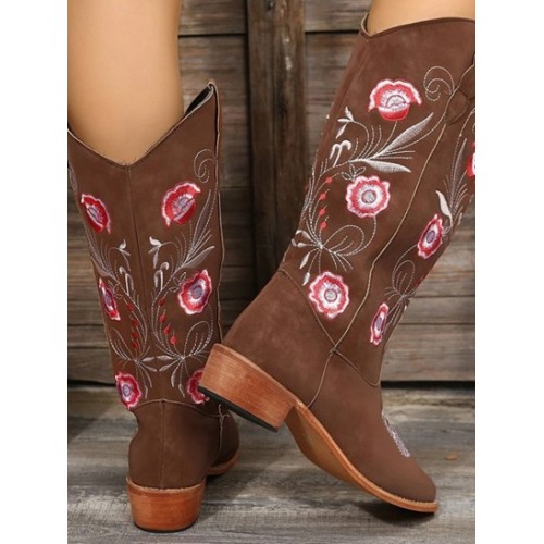 Floral Embroidered Western Boots