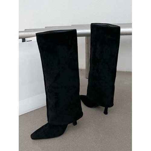 Faux Suede Foldover Calf Boots