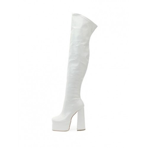 Stretchy Patent Leather Over The Knee Platform Boots