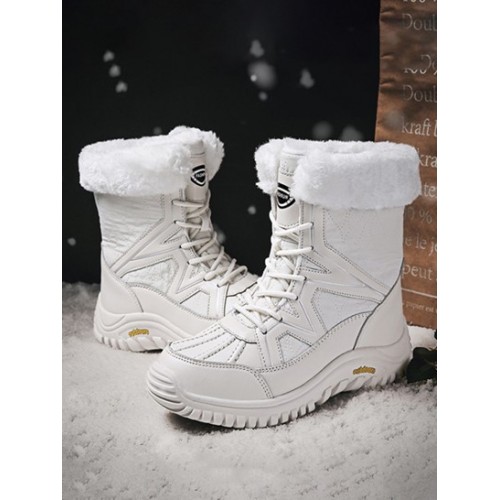 Waterproof Lace Up Warm Thermal Faux Fur Lined Winter Snow Boots