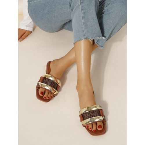 Metallic Sparkly Glitter Slip On Sandals Slides