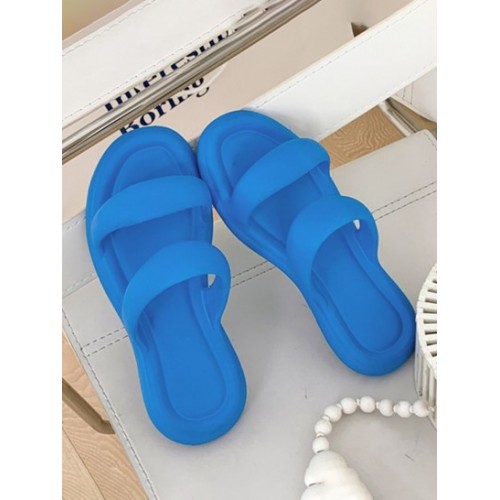 Double Straps Puff Slippers