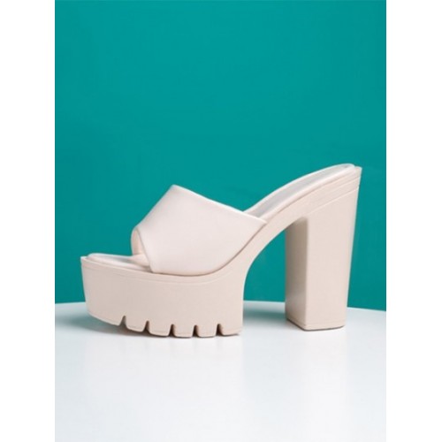 Platform Chunky Heel Slide Sandals