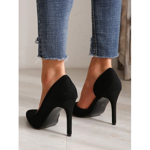 Faux Suede Open Side Pumps