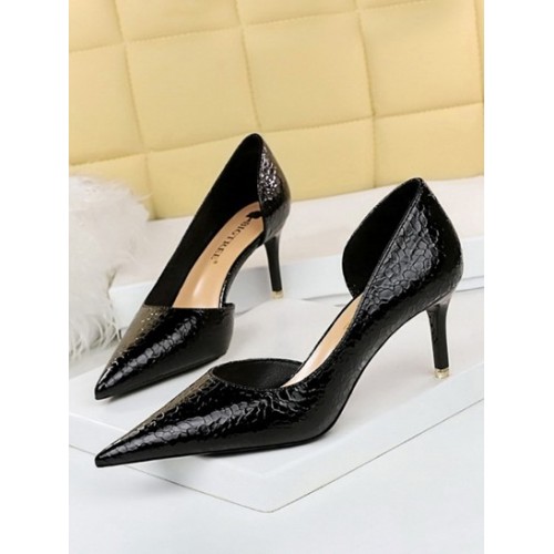 Embossed Heeled Party Pointed Toe Pumps